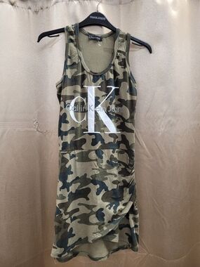Calvin Klein Jeans Camo Tank Dress with CK Logo made in Turkey